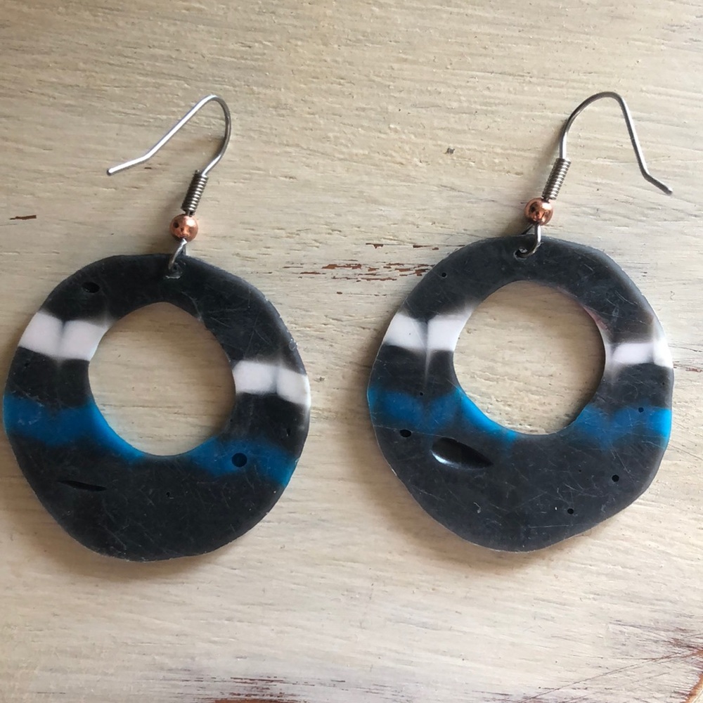 Chevron hoops 🧡💙❤️ - Picture 3 of 4